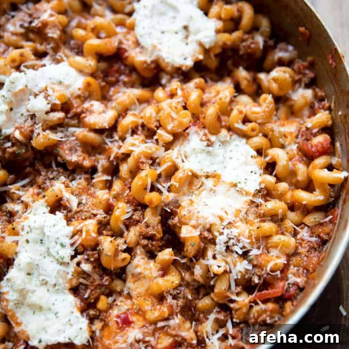 one pan stovetop lasagna with ground beef and ricotta cheese