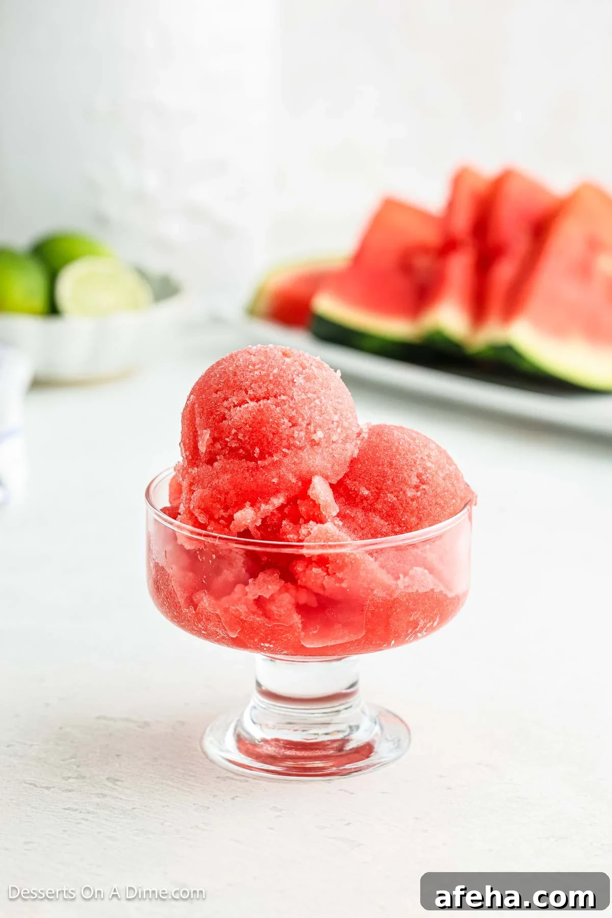 Watermelon Sorbet in a bowl.