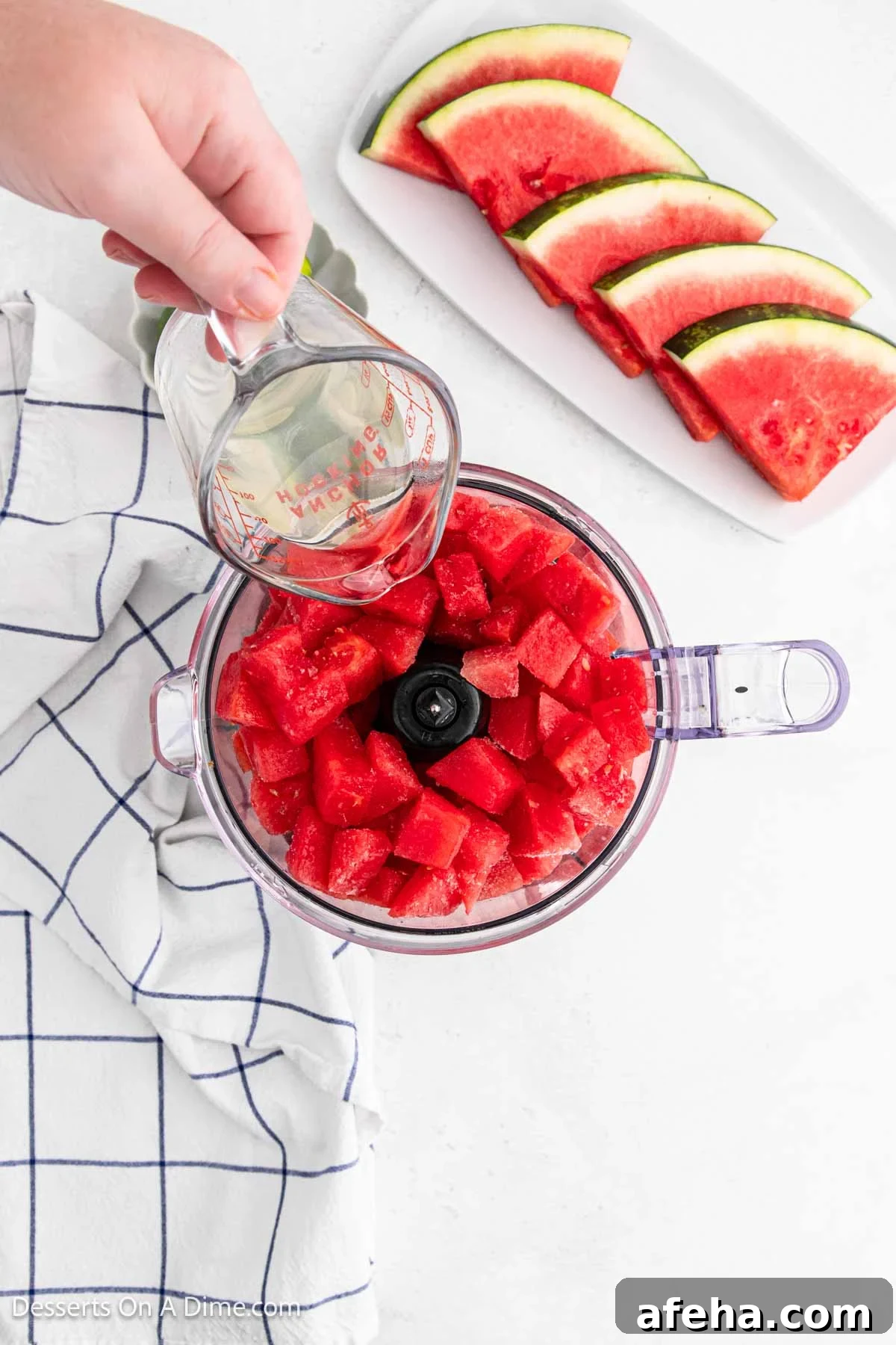 Water added to food processor.