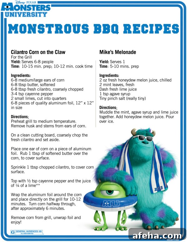 Monsters University: Cilantro Corn on the Claw & Mike’s Melonade 3 Monsters University Monstrous BBQ Recipes