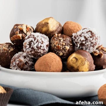 Bowl filled with chocolate truffles.