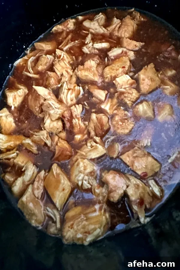 bourbon chicken diced inside crock pot