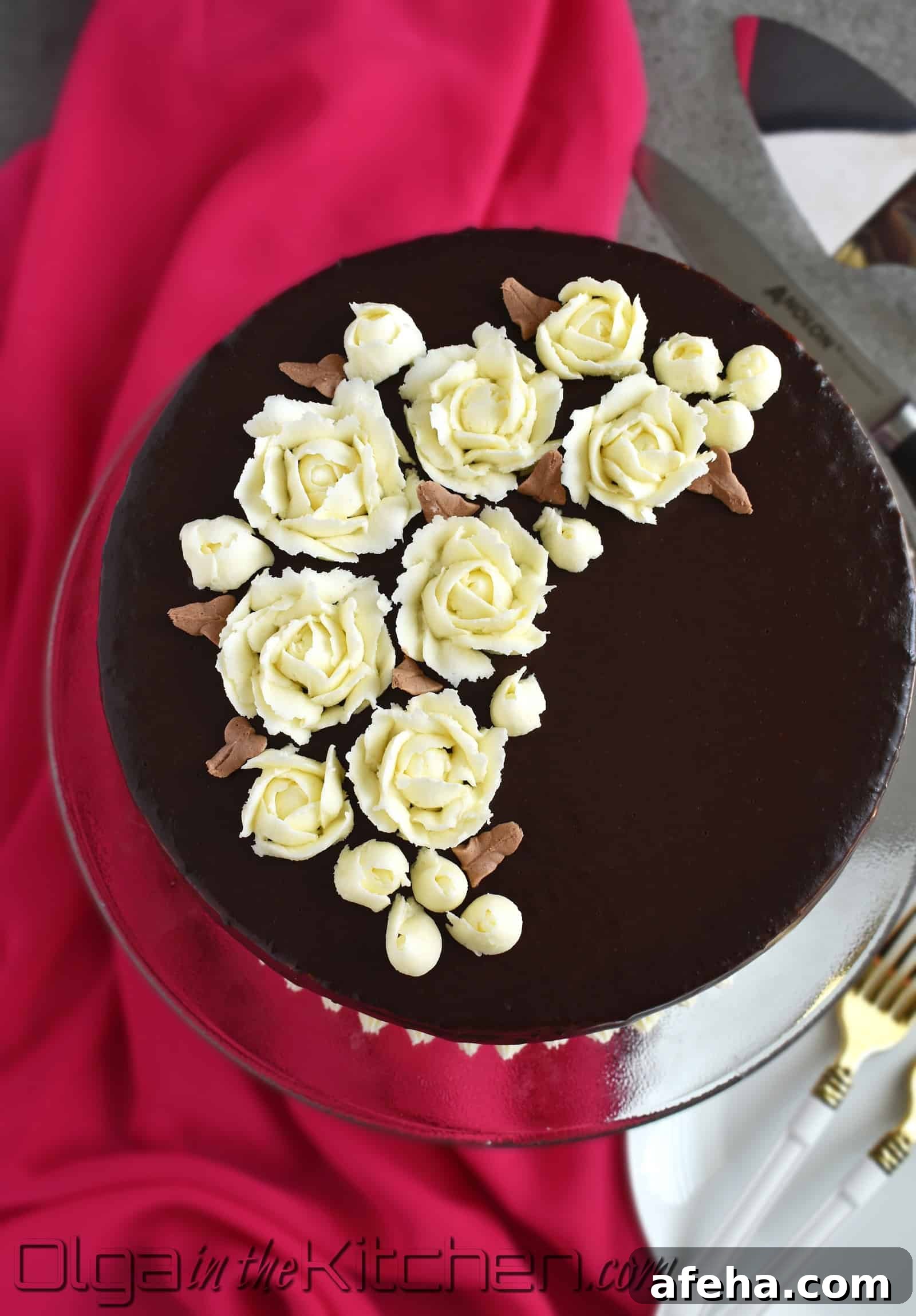 Chocolate ganache being poured