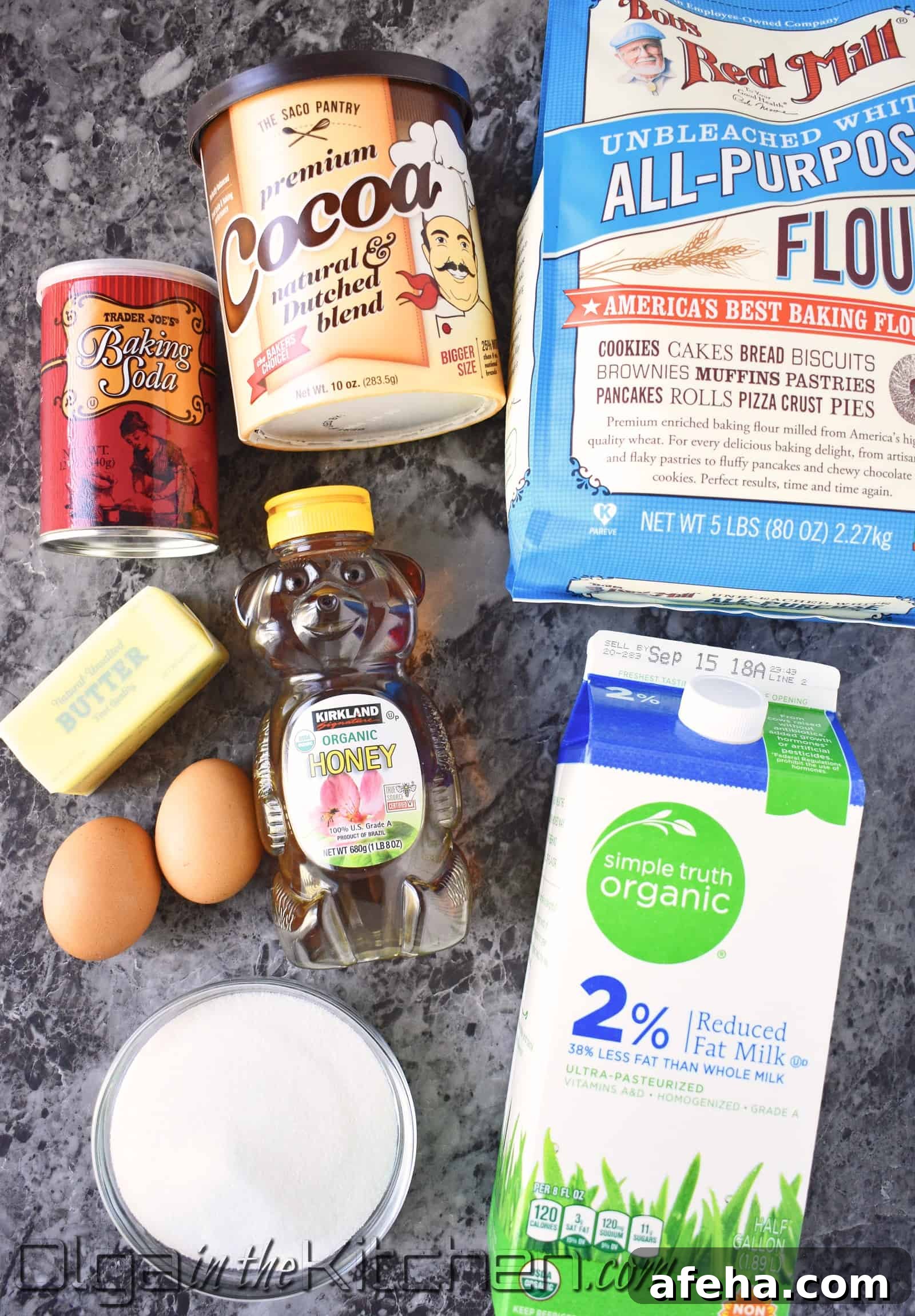 Cake ingredients laid out