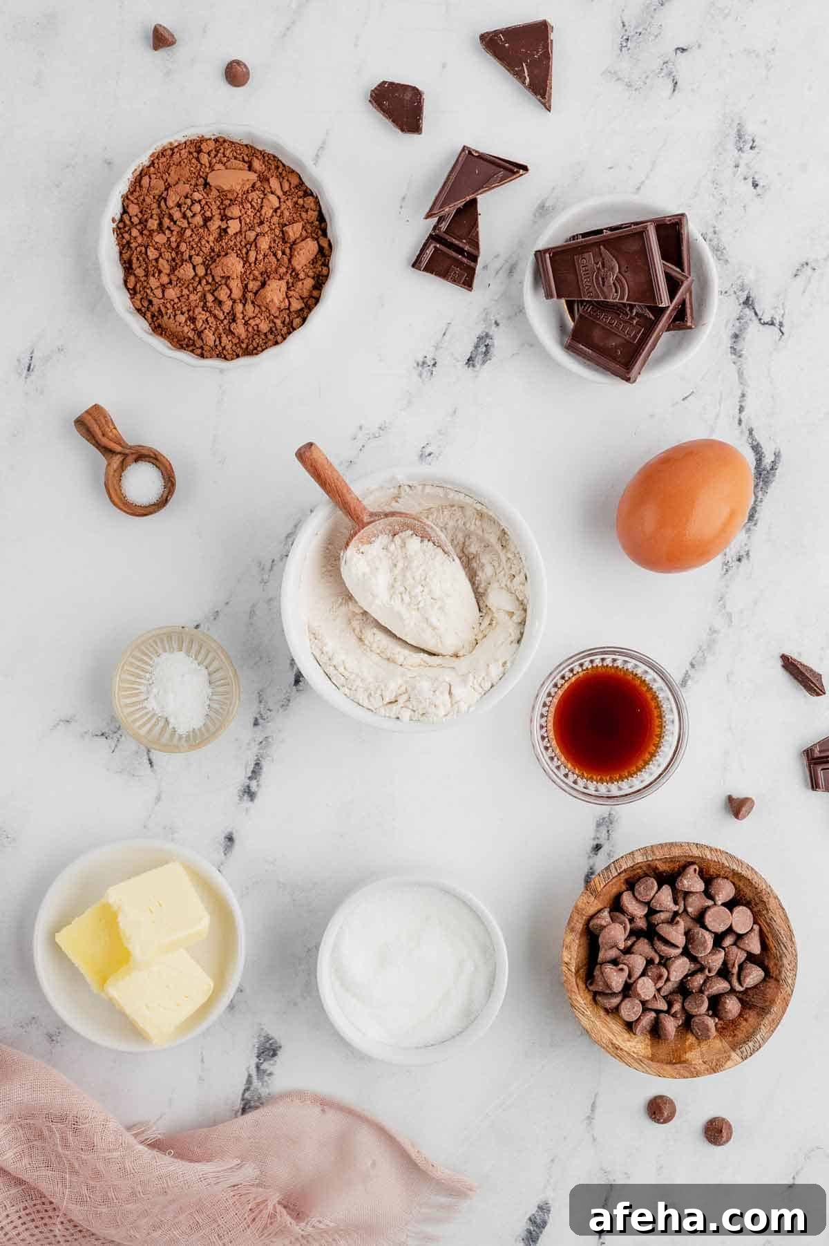 Ingredients needed to make air fryer brownies.