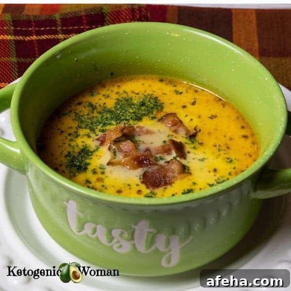Carnivore Bacon Cheeseburger Soup in green bowl