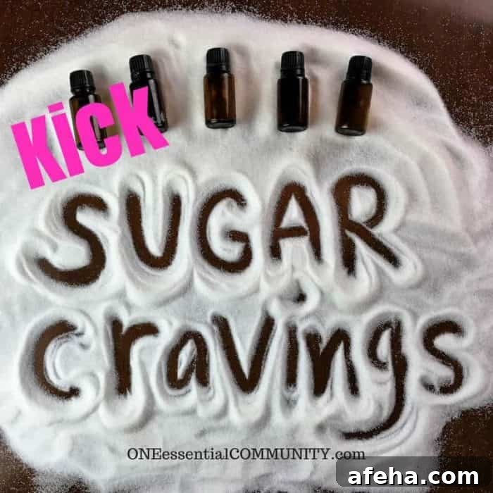 kick sugar cravings with essential oils - best essential oils, diffuser blends, roller bottle recipes, and inhalers to curb cravings, stop binging, and feel satiated