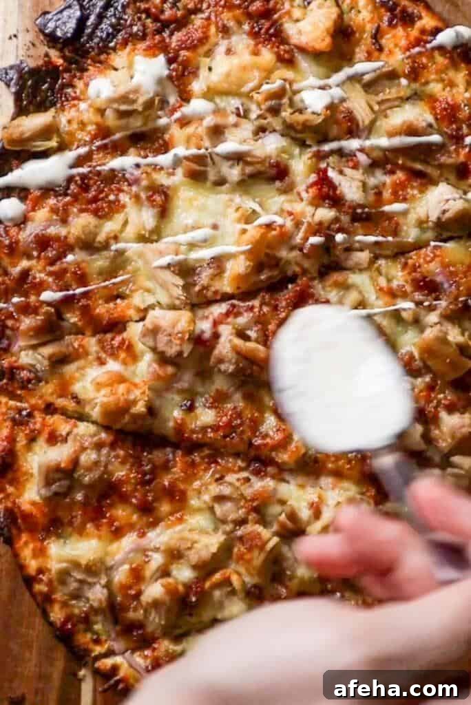 chicken bacon cottage cheese flatbread with pesto ranch
