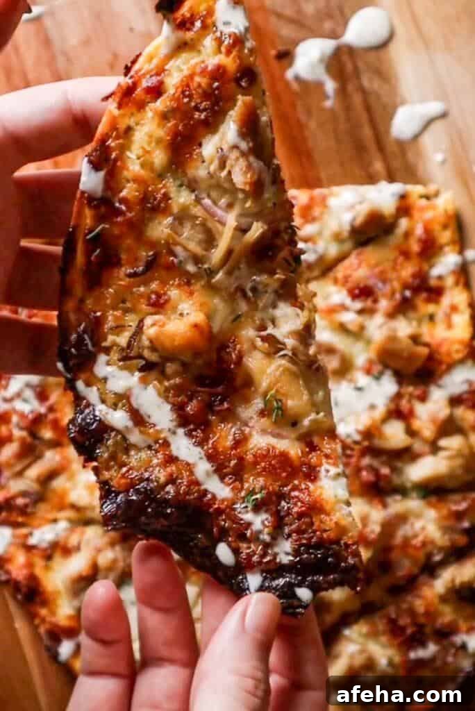 cottage cheese crust chicken bacon flatbread