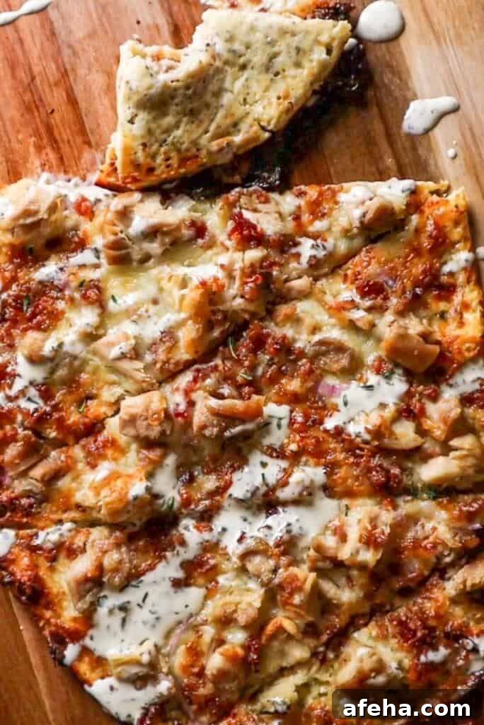 easy cottage cheese flatbread with chicken and bacon